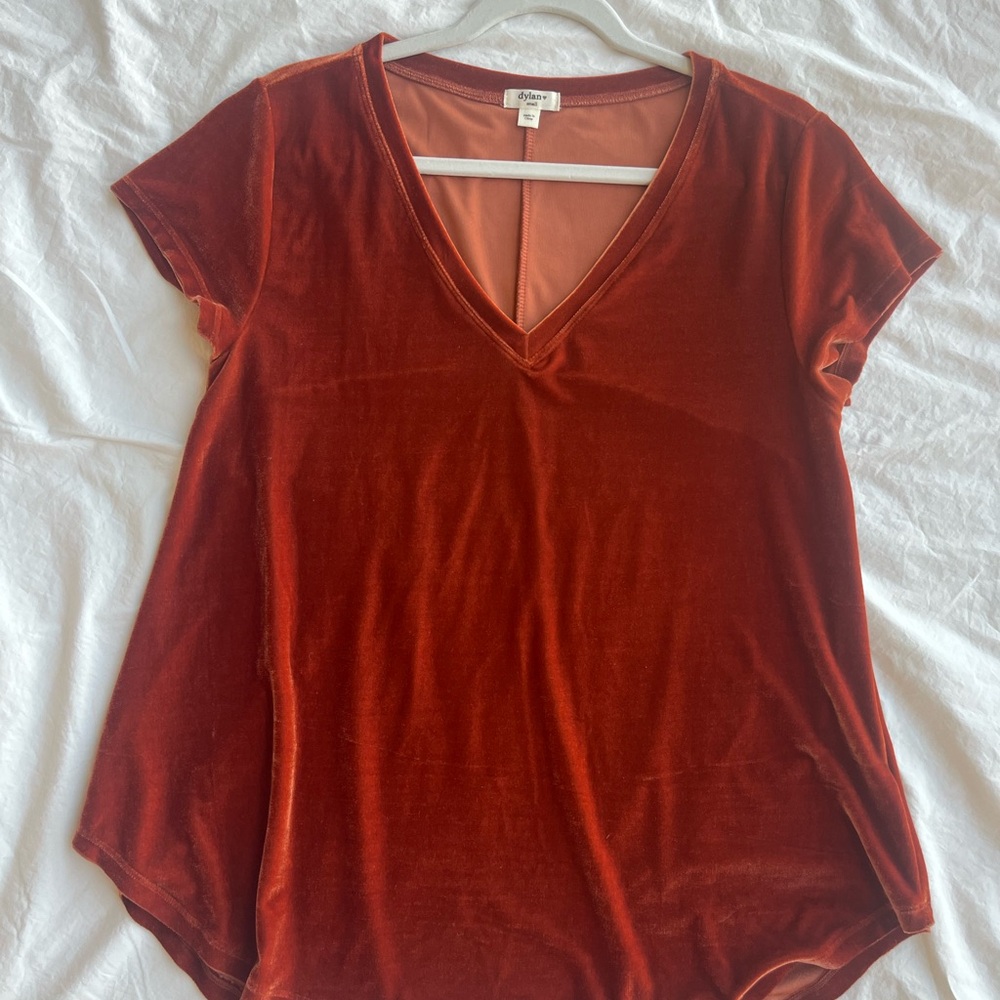 Women's Dylan Rust Velvet V-Neck Top